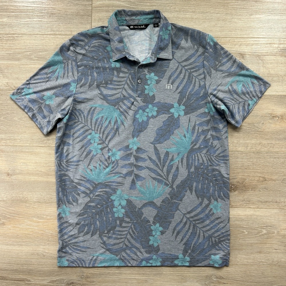 Travis Mathew Polo Shirt Large Mens Break The Bank Floral Short Sleeve**
